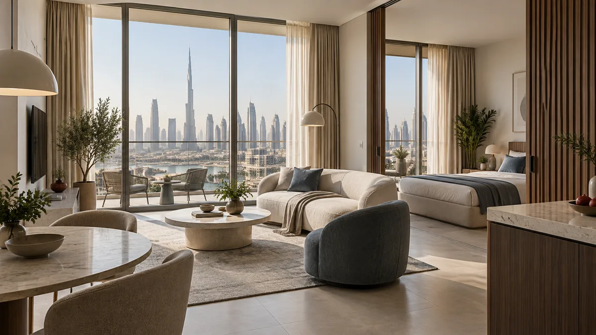 Flexible contemporary Dubai apartment living space