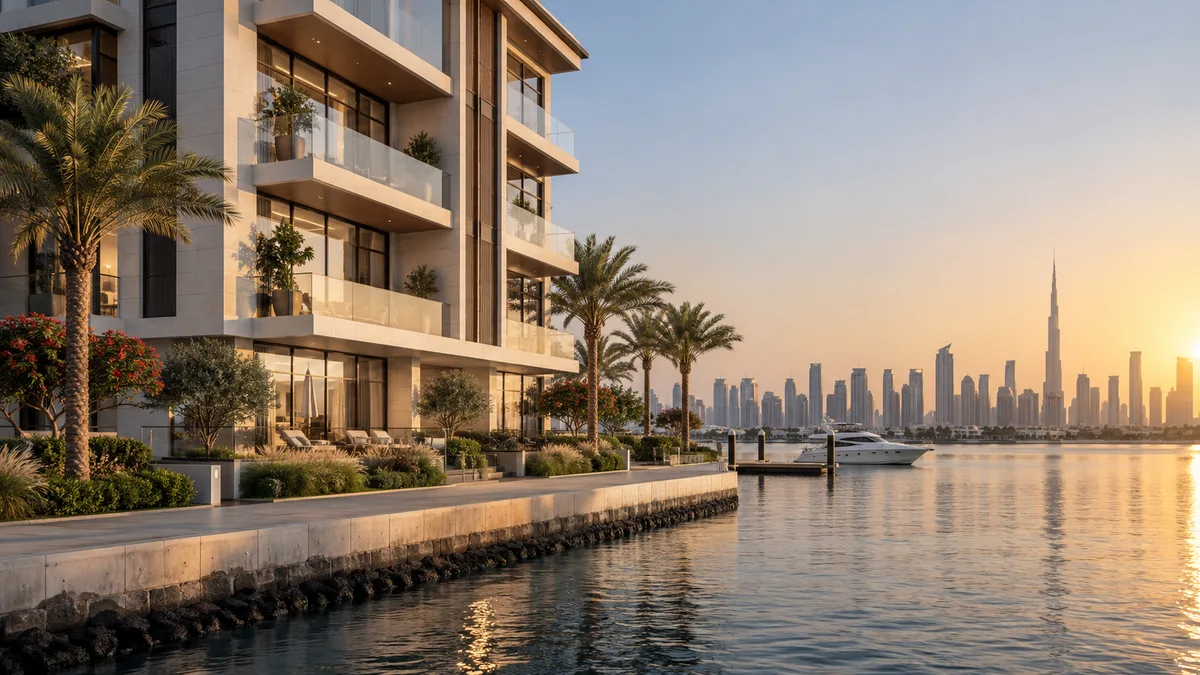 Contemporary Dubai waterfront apartment building