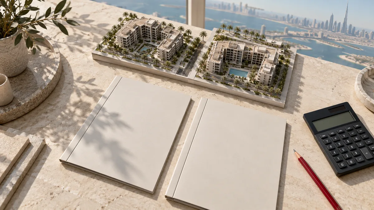 Two project folders and model for comparing property phases