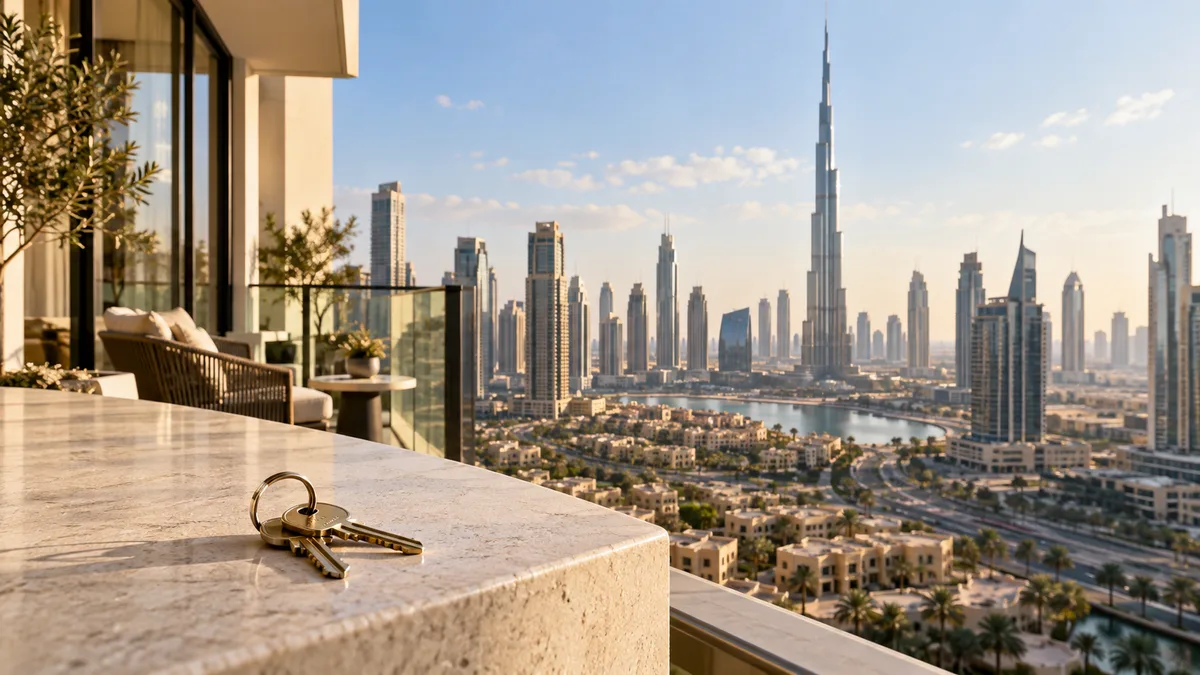 Dubai apartment view and keys for a property decision