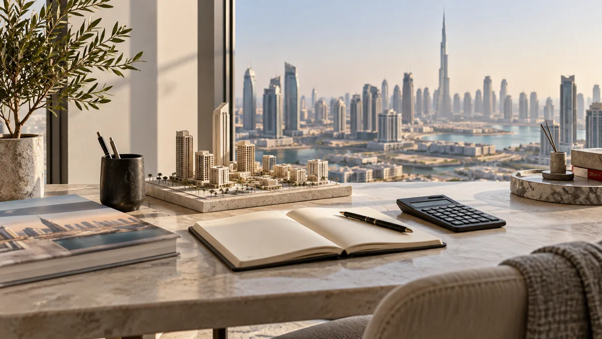 Structured Dubai property investment planning desk