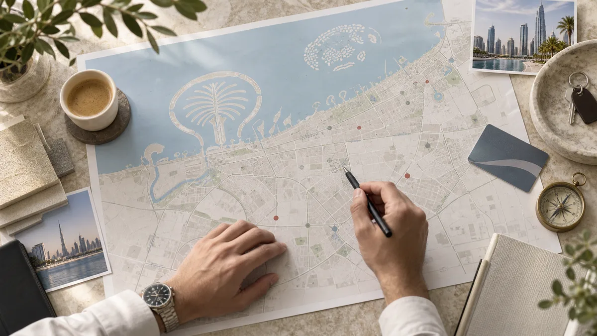 Map and tools for researching Dubai investment neighbourhoods