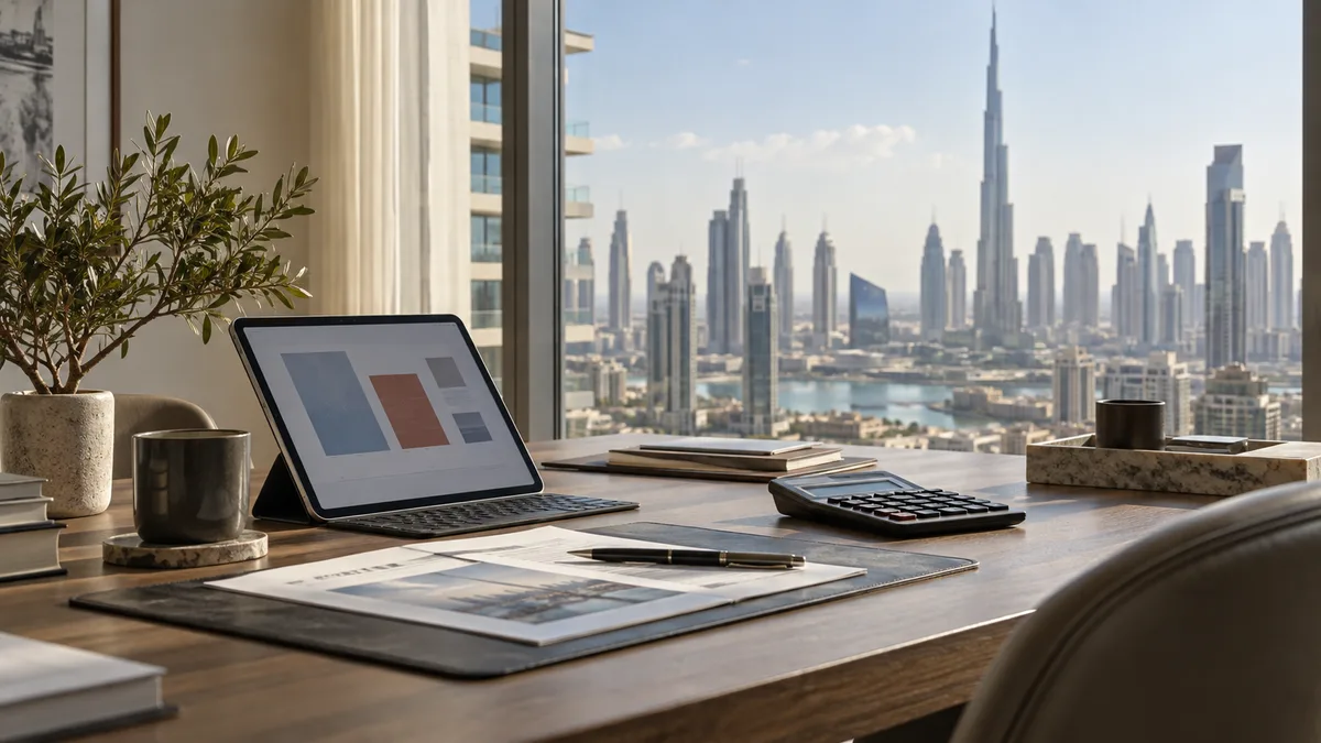 Workspace for reviewing Dubai property price yield and cash flow