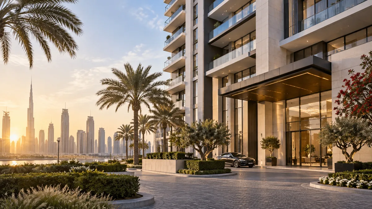 Contemporary Dubai residential tower exterior
